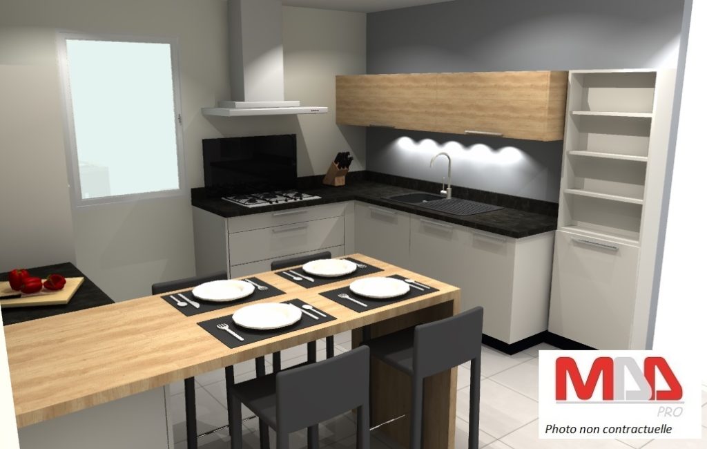 Image 3D de la conception d'une cuisine sur mesure